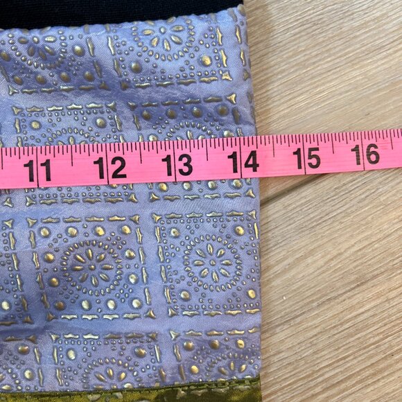 Artisan Thai Boho Bag Purple/green with black Cotton-strap Wooden Beads & Button - Picture 12 of 13